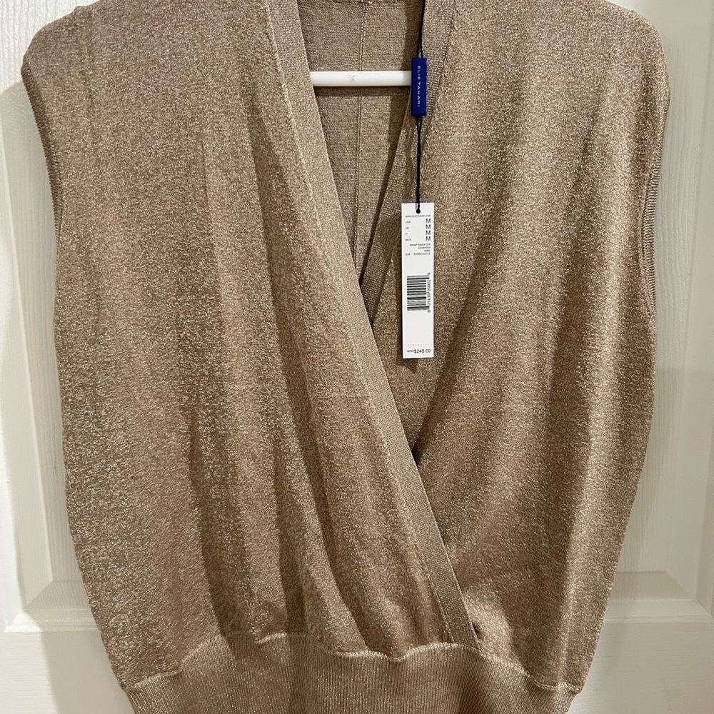 Elie Tahari V-Neck Tan Sweater Vest